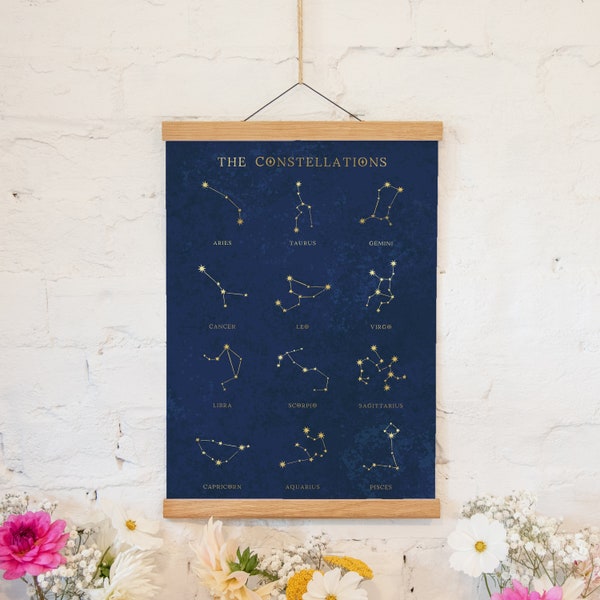 Constellation print with foil accents | illustration zodiac constellation art | constellation poster | constellation prints