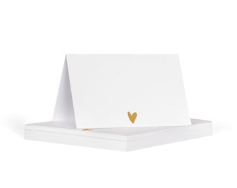 Tischkarten Goldherz 50 x Namenskarten-Tischkarten | Namenskarten Goldherz | Hochzeits-Briefpapier-Herz-Tischkarte/Tischkarten