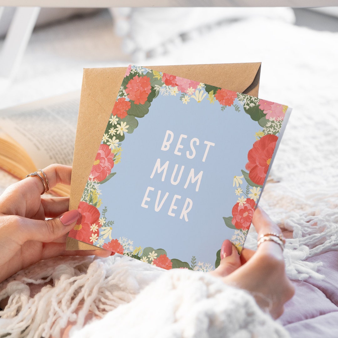 Best Mum Ever Card Birthday or Mothers Day Card Botanical Etsy