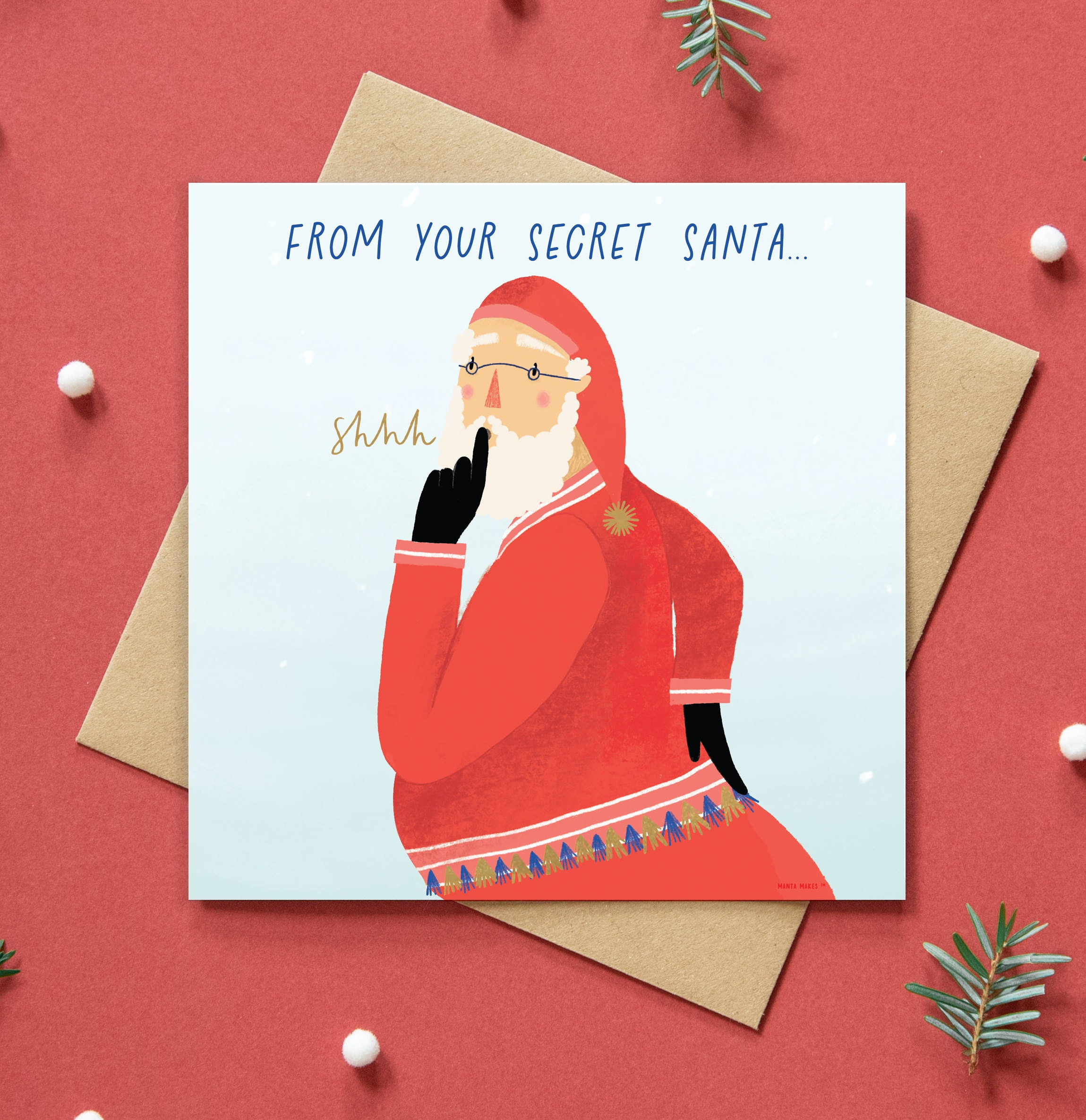 Secret Santa Card Christmas Card to Go With Funny Secret Santa Gift Gift  Exchange Secret Santa Cards Christmas Exchange -  Norway