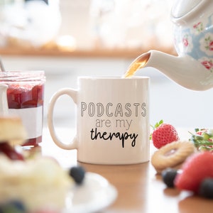Podcasts mug, podcasts are my therapy, podcasts, podcast, podcast gift, podcast fan, podcast listener, podcast gifts, gifts for her, mg2g image 4
