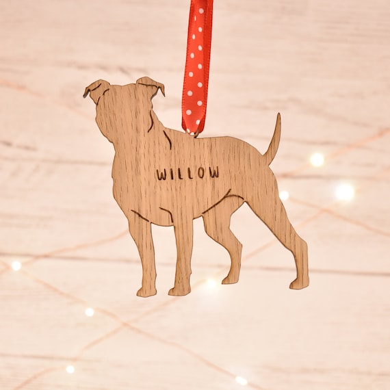 Staffie Ceramic Dog Gift/Present Heart Love is Brown Staffy