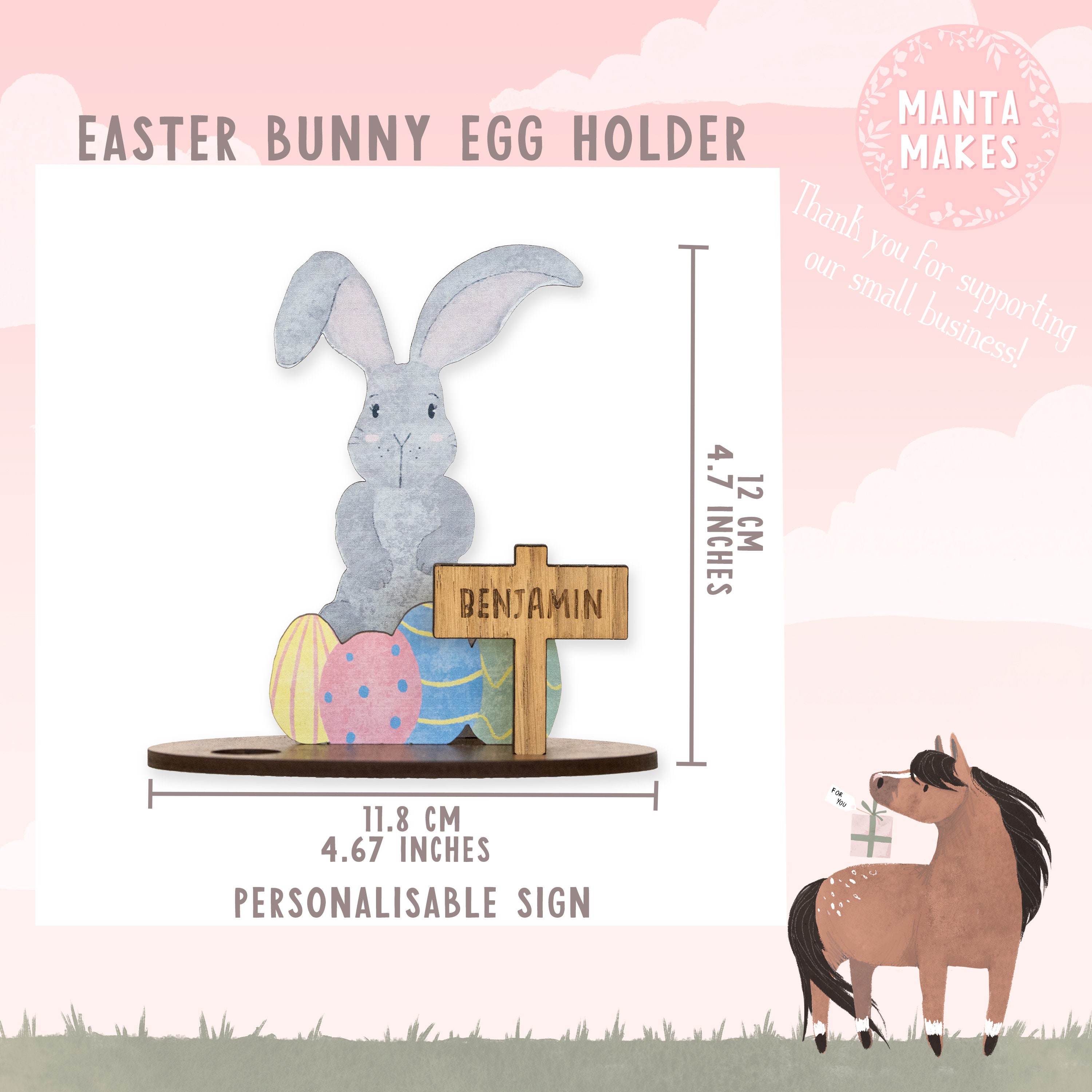 Personalised Easter gift rabbit Easter egg holder |  wooden Easter basket bunny rabbit themed holder | wood engraved bunny basket rabbit