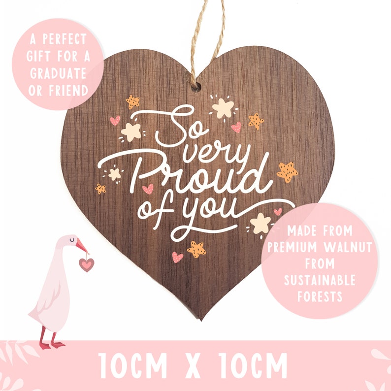 So Very Proud of You 2020 Wooden Heart Congratulations Motivational Inspirational Gift Gifts for Her Friends Exams Family AM57 image 4