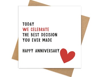 Happy anniversary card for husband wife girlfriend boyfriend, funny anniversary card with option to send direct to recipient
