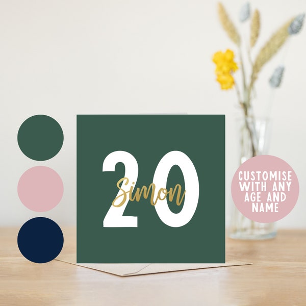 Joyeux 20e anniversaire | 20 cartes personnalisées pour 20 ans | vingtième anniversaire 20 ans carte d'anniversaire pour enfants vingt