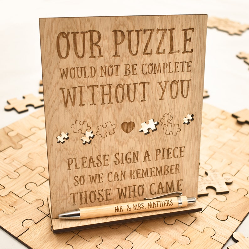 Puzzle Guestbook, Jigsaw Guestbook, Unique Guestbook, Jigsaw puzzle guestbook, Wedding Guestbook, Guest books, wedding guestbooks zdjęcie 5