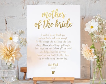 Mother of the Bride poem | wedding print for mother of bride | wedding gift from the Bride on wedding day