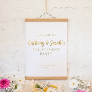 Gold foil engagement sign | silver rose gold engagement party welcome sign | engagement decor | engagement welcome poster banner | engaged