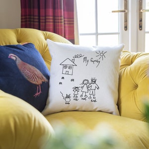 Children's Drawing Cushion, Child Kid's Design Gift, Personalised Cushion, Photo Cushion, Mum Dad Birthday, Mothers Day, Fathers Day CUSH004