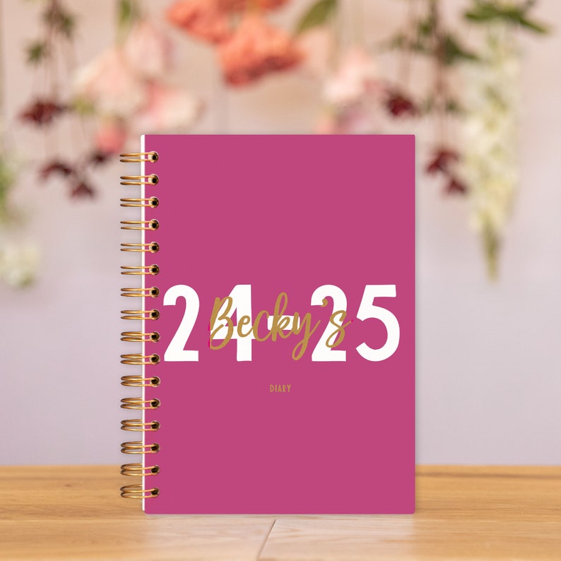 Academic 2024-2025 Diary Personalised Week to view A5 Dated Planner or A4 Dated Planner student planner back to school university college Cerise