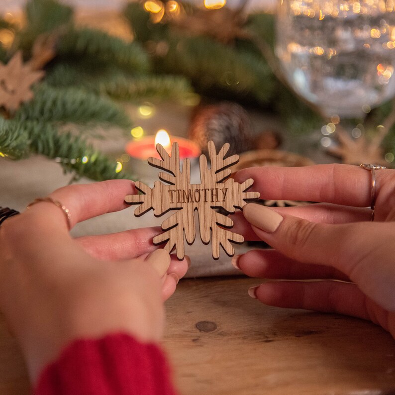 Personalised Christmas snowflake place name for dinner table place names decor setting decoration table decorations decoration image 2