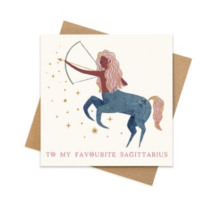 Sagittarius star sign zodiac card Sagittarius birthday card for her horoscope birthday female birthday astrology birthday horoscope image 2