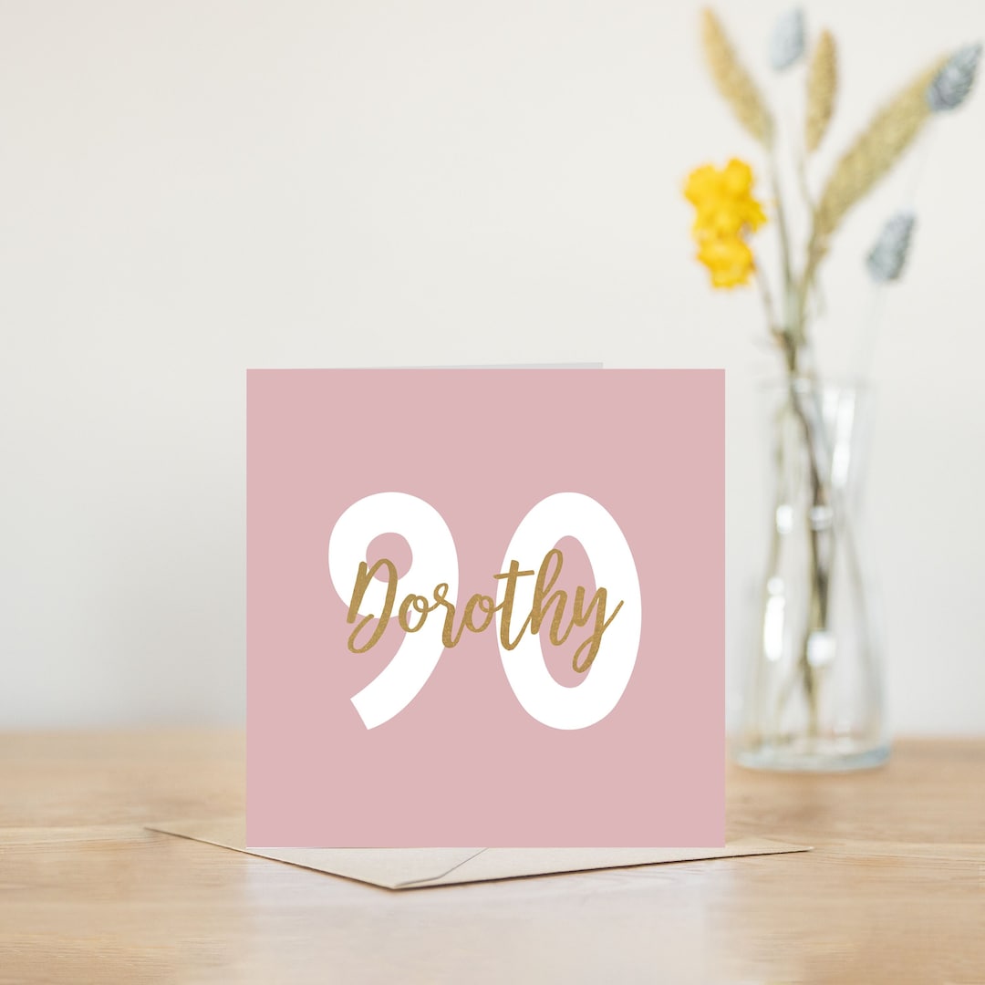 Personalised Happy 90th Birthday Card Pink / Green / Blue Greetings