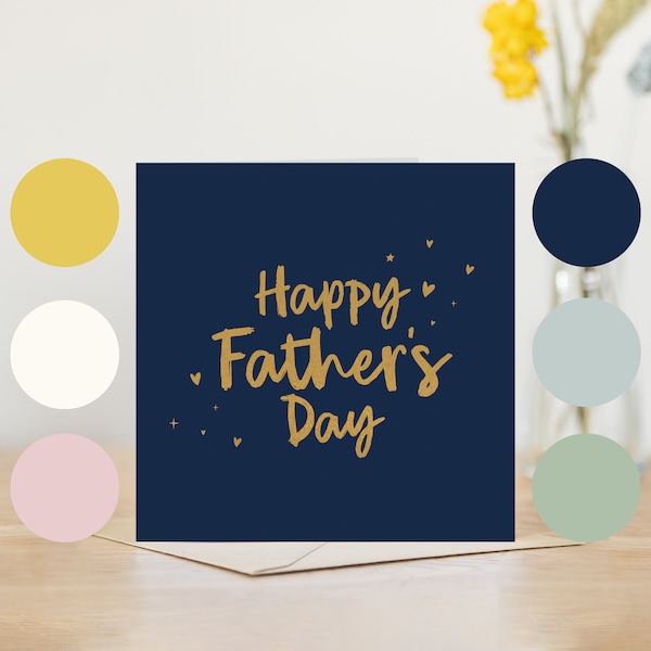 Fathers day card | happy father's day card for dad | simple classic greeting card dad - choose colour - gold text