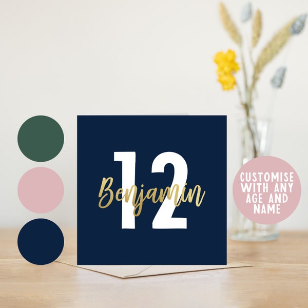 Happy 12th birthday card | personalised card for 12th birthday | twelve birthday 12 years old kids birthday card | granddaughter card for