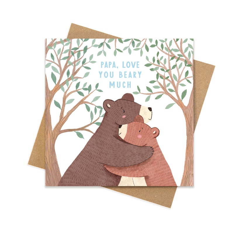 Papa bear card fathers day card or birthday card father's day card for dad happy fathers day dad birthday card bear daddy bear card image 2