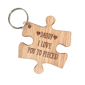 Daddy keyring love you to pieces, Daddy gift, dad gift, fathers day gift, dad keyring, fathers dad, wooden engraved keyring, new dad gift image 4