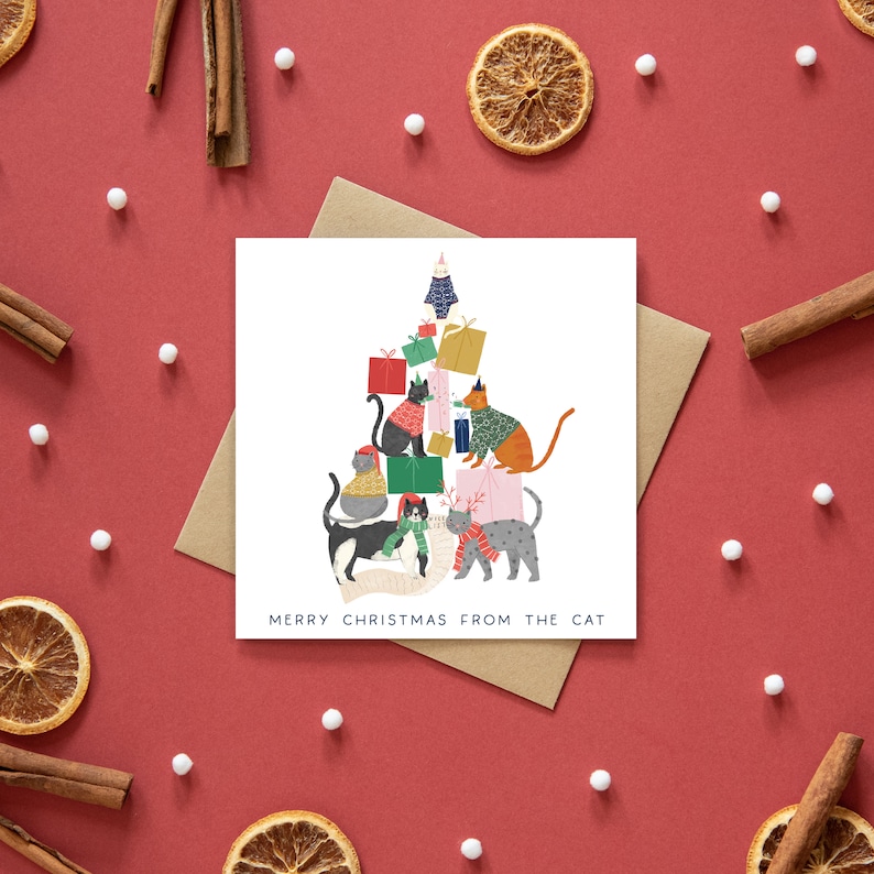 Christmas card from the cat christmas card merry christmas cat card funny christmas card cat dad cute christmas card cat mum card image 6