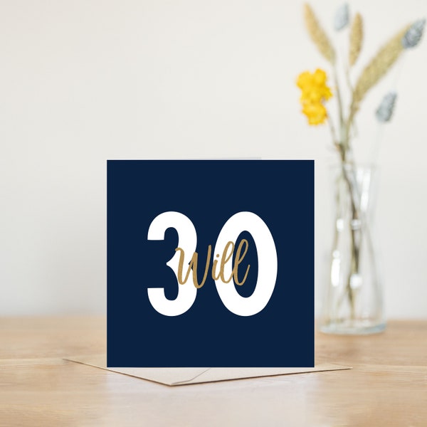 30th birthday card | personalised navy or green and gold greetings card | for men him son grandson nephew | 30th birthday card | happy 30th