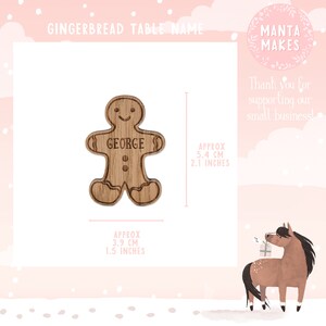 Personalised gingerbread man Christmas place names dinner table decor place name setting decoration wooden Christmas table decorations image 7