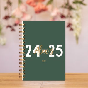 Academic 2024-2025 Diary Personalised Week to view A5 Dated Planner or A4 Dated Planner student planner back to school university college Green