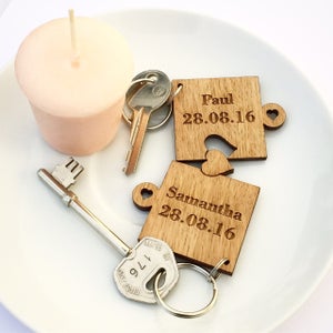 Valentines day gift, Valentine's Day Keyring, Valentine's gift for him, Valentine's gift for her, Personalised wooden puzzle keyring. G02 image 3