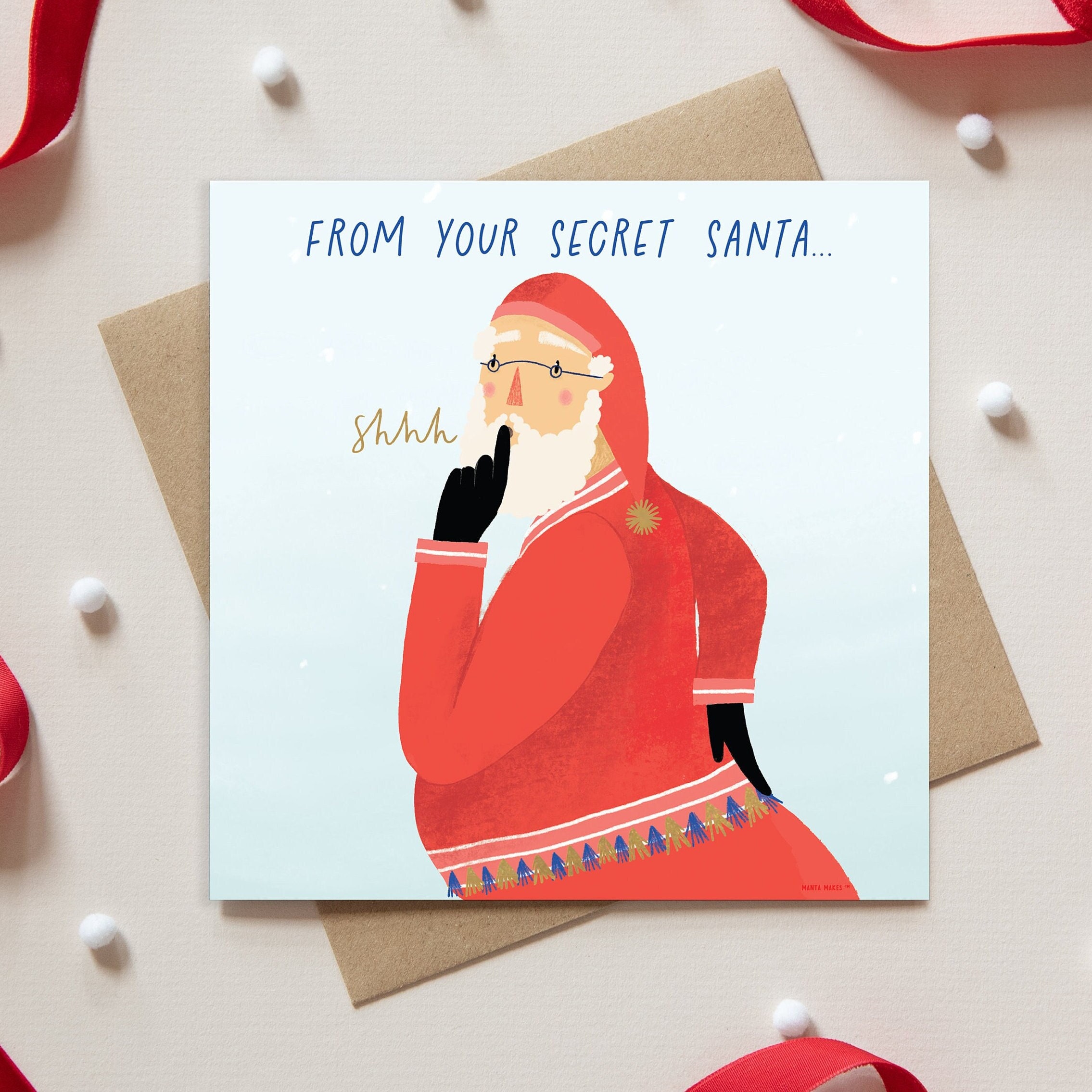Secret Santa Card Christmas Card to Go With Funny Secret - Etsy Secret Santa Card Christmas Card to Go With Funny Secret - Etsy