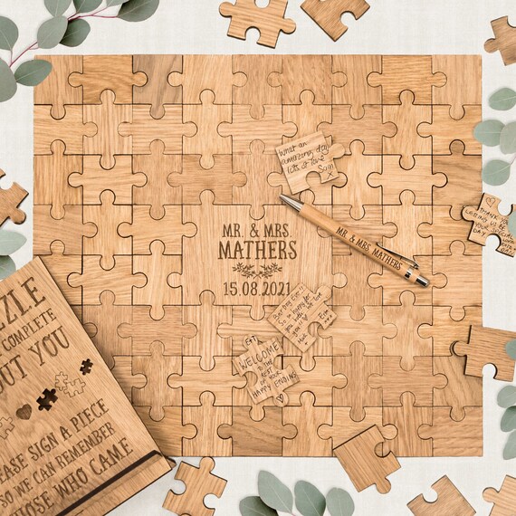 Wedding Guest Book Guestbook Custom Puzzle Jigsaw Rustic Guest Etsy