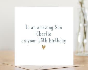 16th birthday card | personalised card 16th card son birthday card | 16th card brother happy 16th birthday card for son printed inside