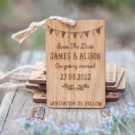 Wooden Wedding Save the Date Magnets