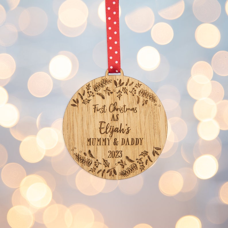 New parents ornament, new parents gift, new parent gift, new parents, gift for new parents, christmas ornament, first christmas, OAK17 image 1