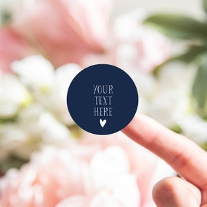 Personalised custom sticker cute circle custom stickers for wedding round favor stickers handmade stickers for business 12 colours Navy