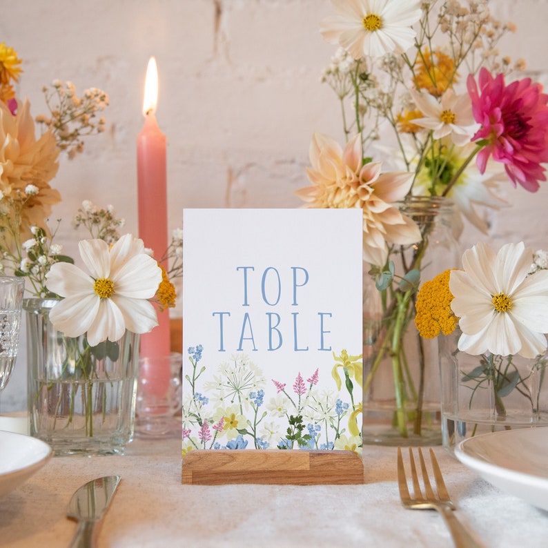 Table numbers wildflower 1-25 Top Table wedding table number cards wedding decor wedding table decor table signs for reception image 2
