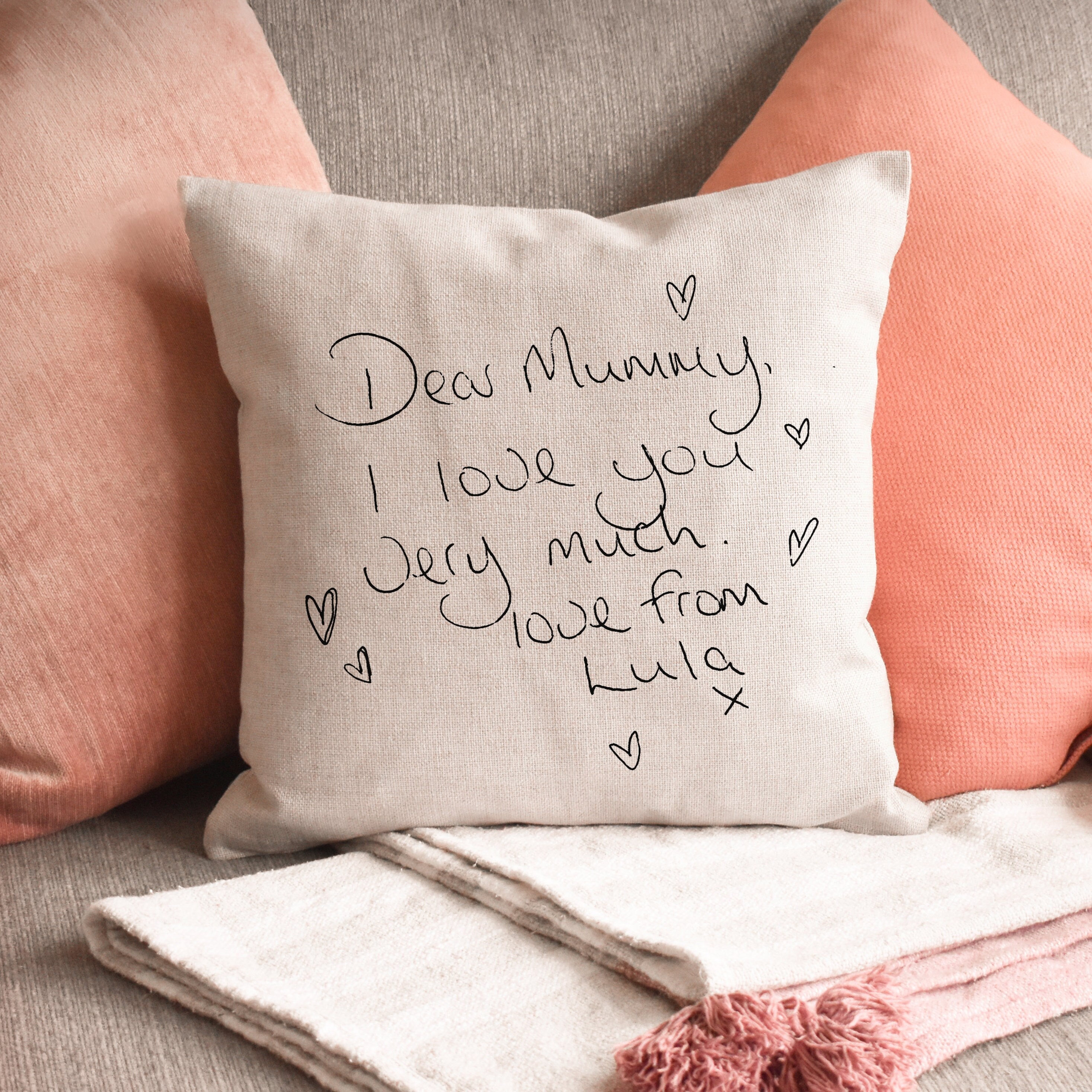 Votre Coussin d'écriture Manuscrite, Votre Cadeau de Message, Coussin Personnalisé, Photo, Cadeau d'