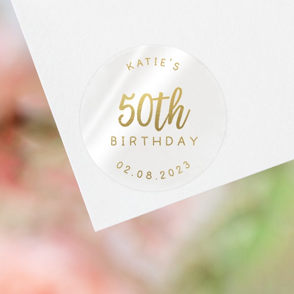 Foil 50th birthday sticker personalised | 50 birthday stickers | 50th birthday label birthday party | birthday labels 50th birthday party