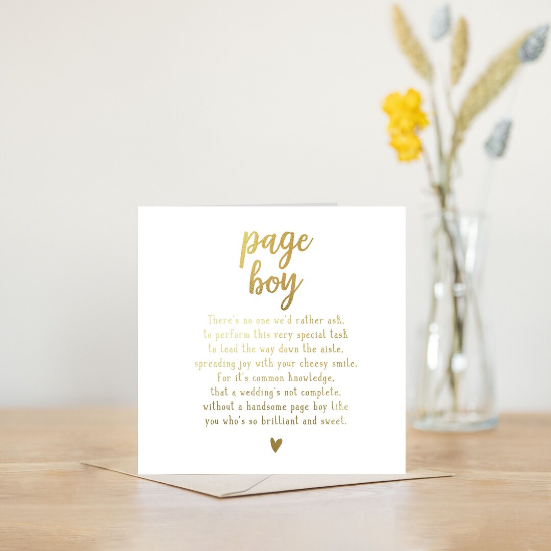 Gold Foil Page Boy Card Page Boy Wedding Card Wedding Etsy Australia