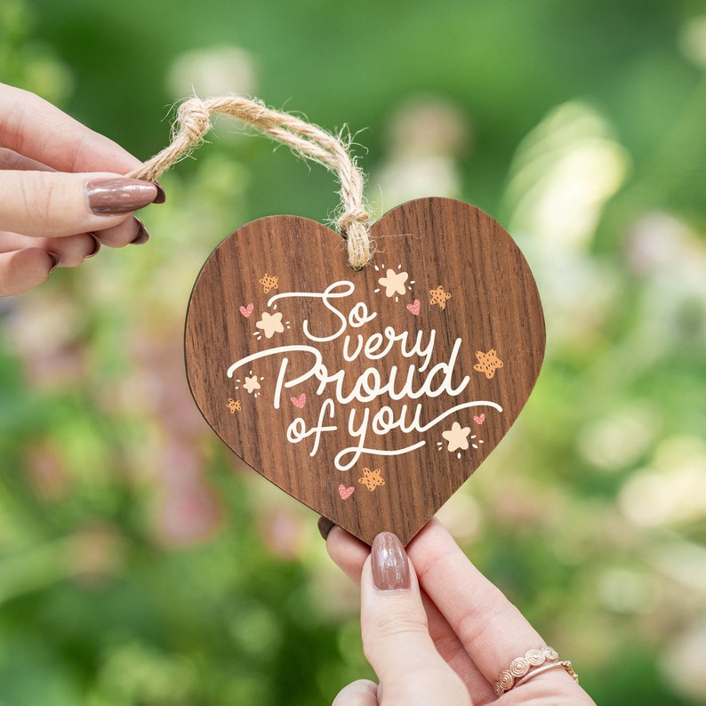 So Very Proud of You 2020 Wooden Heart Congratulations Motivational Inspirational Gift Gifts for Her Friends Exams Family AM57 image 1