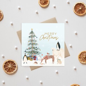 Christmas card illustrated winter scene greeting card holiday card unique cute and vintage style merry christmas card image 4