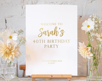 Gold birthday sign | welcome sign birthday sign | rose gold birthday decorations | birthday welcome |  birthday party decor decorations
