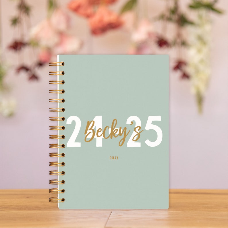 Academic 2024-2025 Diary Personalised Week to view A5 Dated Planner or A4 Dated Planner student planner back to school university college Sage green