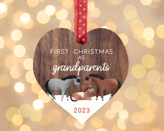 Grandparents ornament | First Christmas decoration |  1st Christmas Ornament for First Christmas As Grandparents | woodland horses