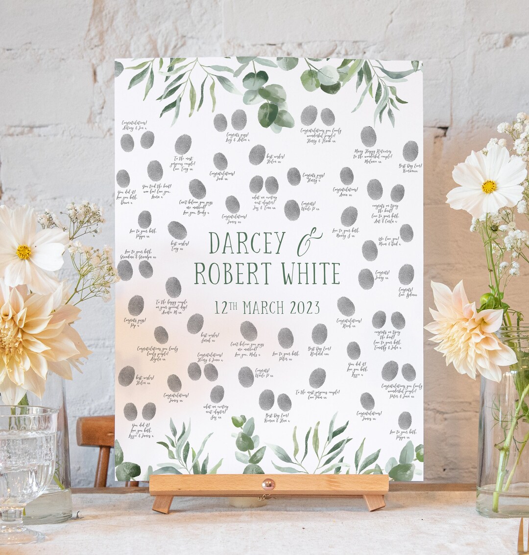 Personalised Wedding Guestbook Green Eucalyptus Alternative
