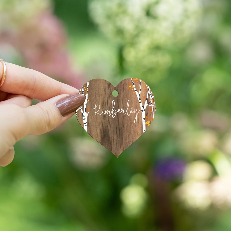 Place cards wood custom rustic names custom wood names table party decor laser cut place name settings wedding seating card floral image 6