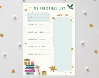 Childrens Christmas List fill in the blanks | Christmas list | Christmas wish list |  Santa list / kids Christmas list