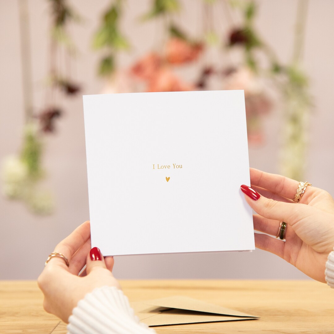 I Love You Valentines Day Card Valentine's Day Gold Lettered Foil Card ...