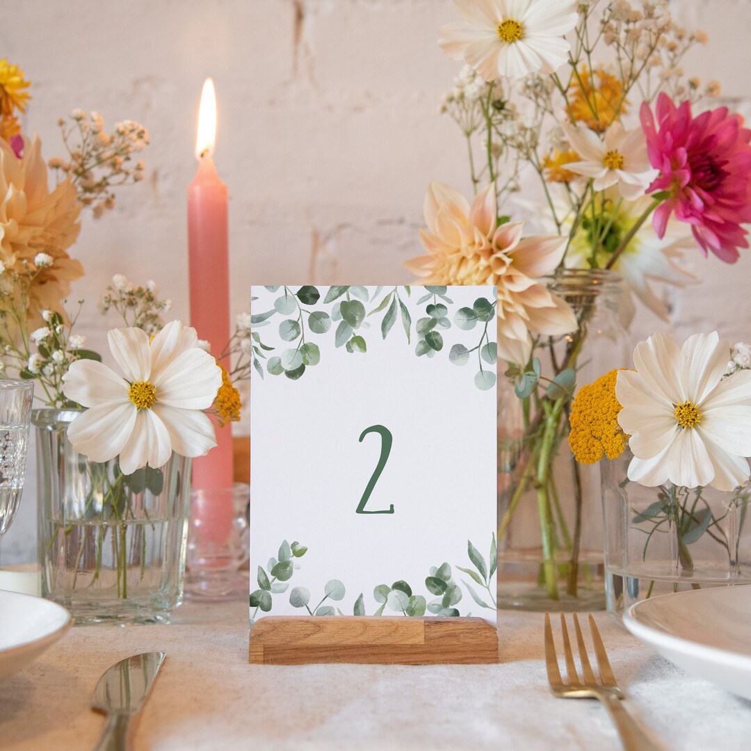 Table Numbers Eucalyptus 125 Top Table Wedding Table Number Cards