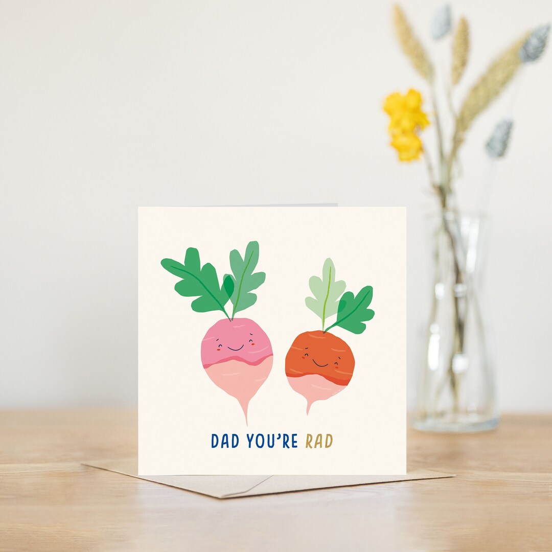 Dad You Are Rad Radish Dad Birthday Card Pun Fathers Day Etsy UK