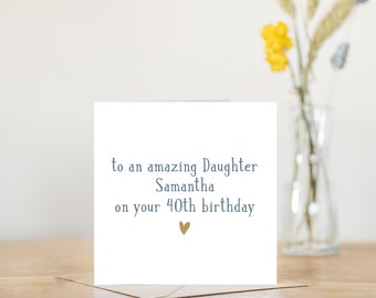 40th birthday card | personalised card 40th card daughter | birthday card to go with 40th birthday gift happy 40th birthday | 40th card