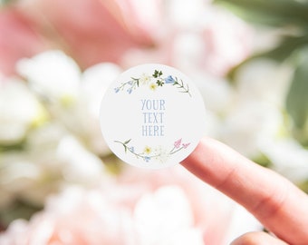 Your text here wedding stickers | custom stickers personalised |  text business labels | party stickers wildflower sticker | botanical